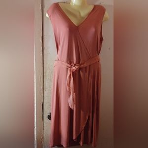 Merona SZ L Pink. 25 Inches Long wrap dress, sleeveless